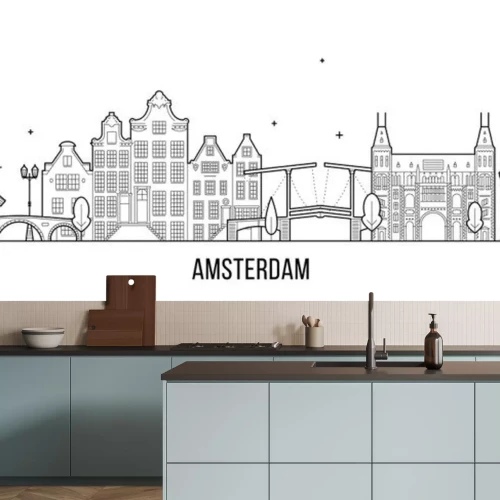 Sticker Vector de stadsbouw van Amsterdam horizon Nederland