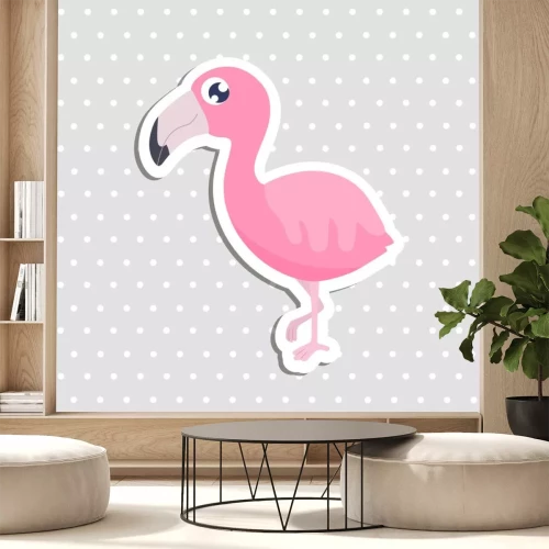 Sticker Schattig flamingo sticker vectorillustratie.