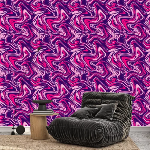 Behang Marmeren textuur naadloze achtergrond. Roze, violet, paars abstract patroon. Naadloze vloeibare vloeistof marmering stroomeffect voor dekking, stof, textiel, inwikkeling of afdrukken achtergrond. Vors