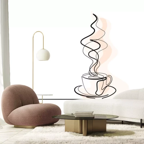 Sticker Een kopje koffie geschilderd met één lijn