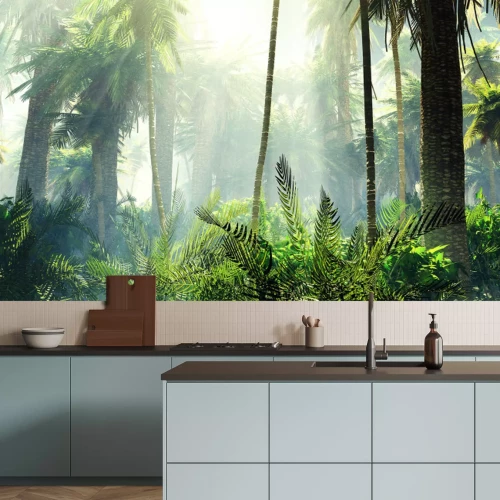 Fotobehang Tropisch regenwoud in de mist