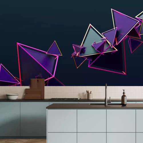 Sticker 3D-driehoeken in neonkleuren