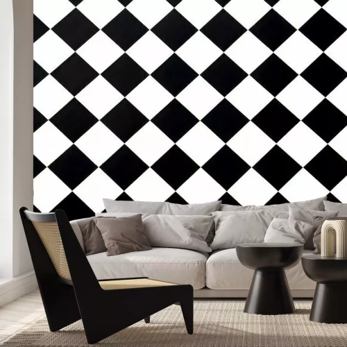 Fotobehang Zwart-wit ruitpatroon