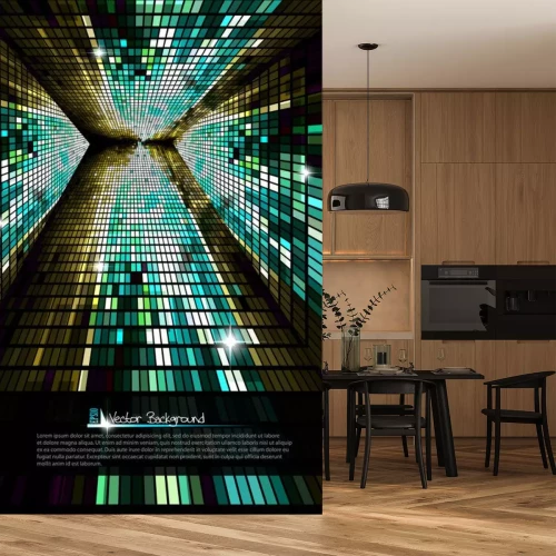 Sticker Ruimtelijke tunnel gemaakt van gloeiende rechthoeken