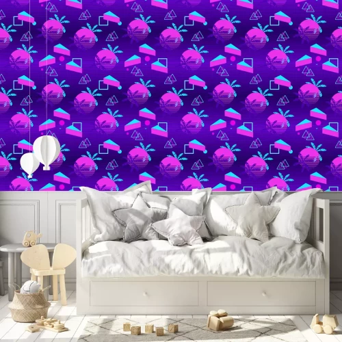 Behang Palmen in Memphis-stijl