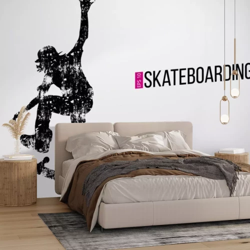 Sticker Silhouet van een skateboarder. Vector illustratie