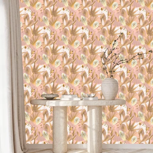 Behang Tropische bladeren in glamourstijl