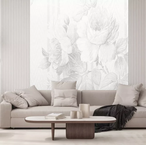 Fotobehang Een subtiel patroon met blauwe bloemen