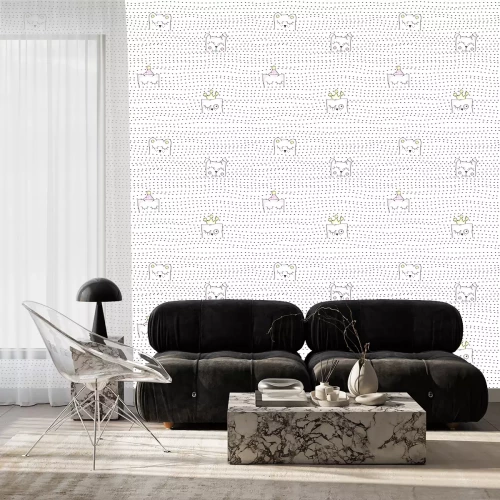 Behang Dieren en stippenpatroon