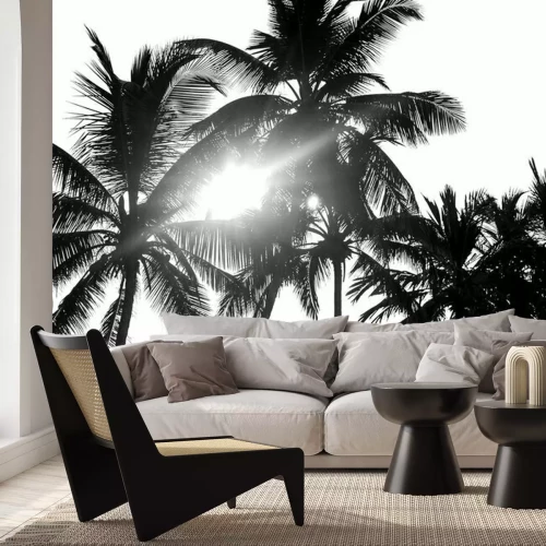 Sticker Zwarte palmbomen op een witte achtergrond