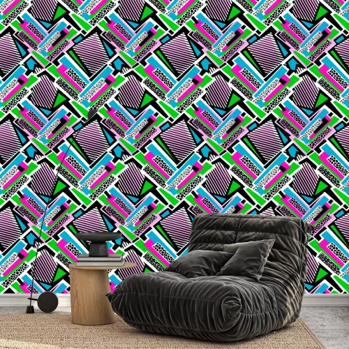 Behang Kleurrijke graffiti geometrische vormen