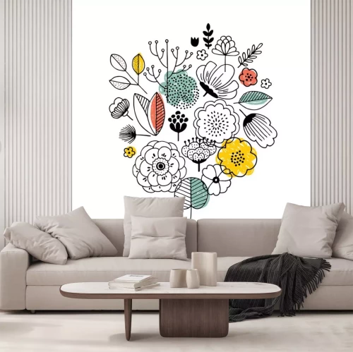 Sticker Eenvoudige afbeeldingen met bloemen