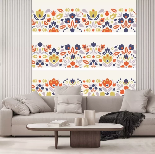 Sticker Drie vector sier folk tulpen horizontale naadloze patronen