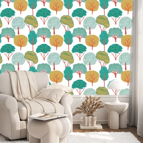 Behang Abstracte bomen op een witte achtergrond