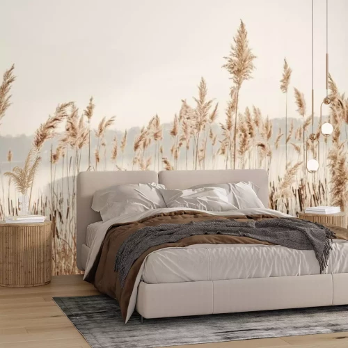 Fotobehang Meer riet gras natuur landschap