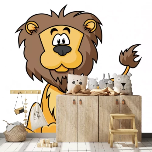 Sticker Zittende leeuwafbeeldingen in cartoonstijl