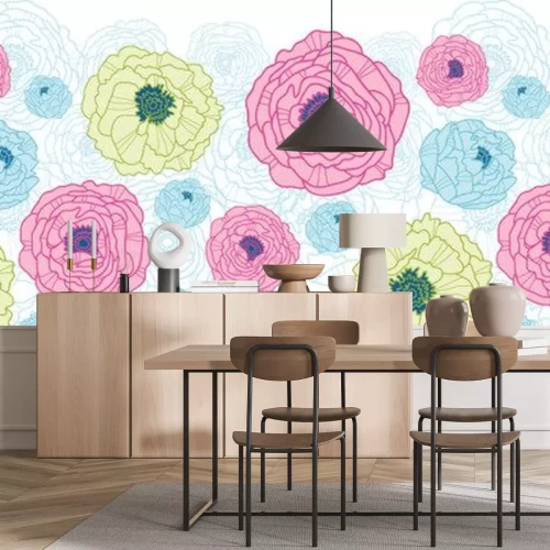 Sticker Kleine bloemen van verschillende kleuren