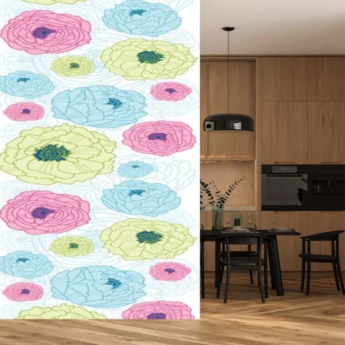 Sticker Bloemen met weelderige bloemblaadjes