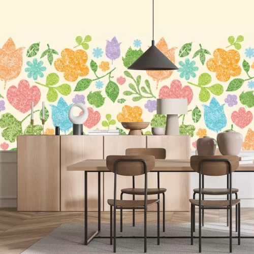Sticker Bloemen in volkse stijl