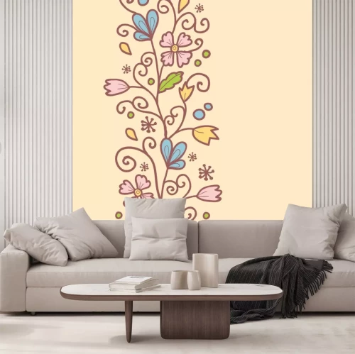 Sticker Minimalistisch patroon met bloemen