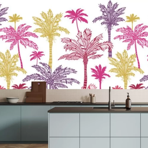 Sticker Patroon met kleurrijke palmbomen