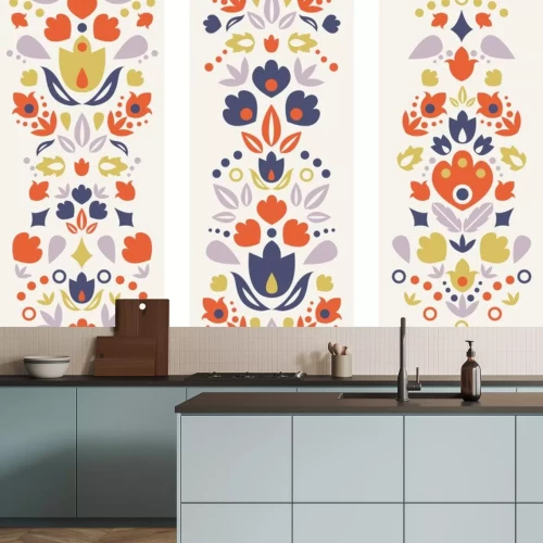 Sticker Drie vector sier folk tulpen verticale naadloze patronen