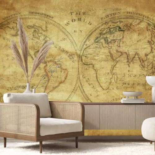 Fotobehang Oude wereldkaart in vintage stijl