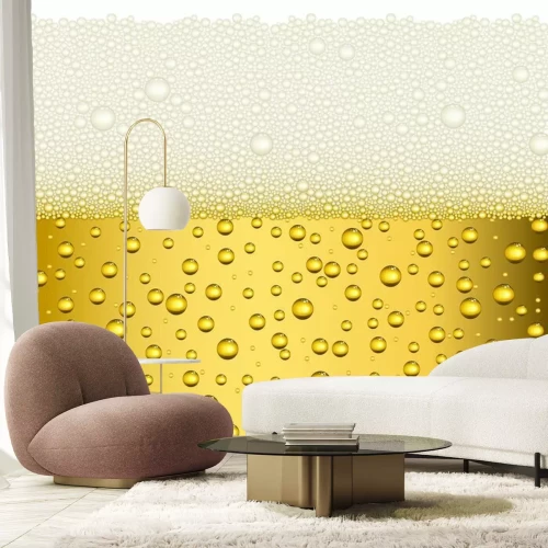 Sticker Licht bier met grote witte schuim achtergrond illustratie