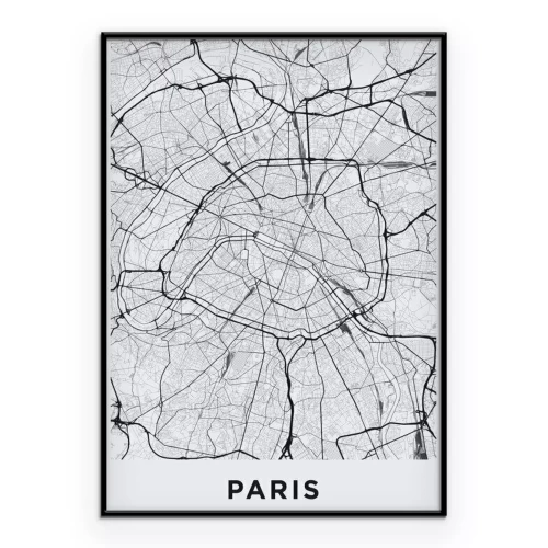 Poster Vereenvoudigde wegenkaart van Parijs