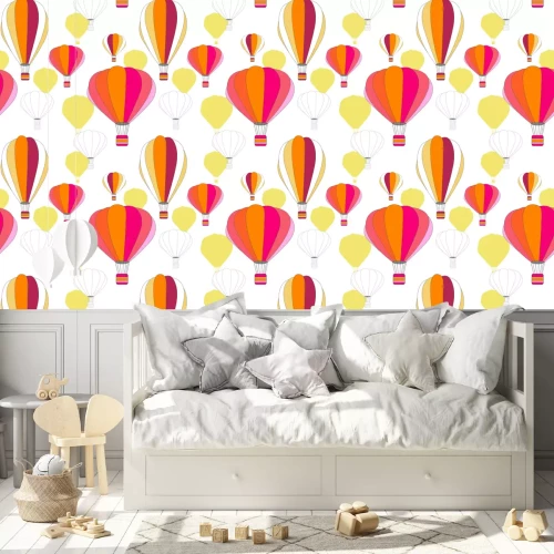 Behang Kleurrijke vliegende ballonnen