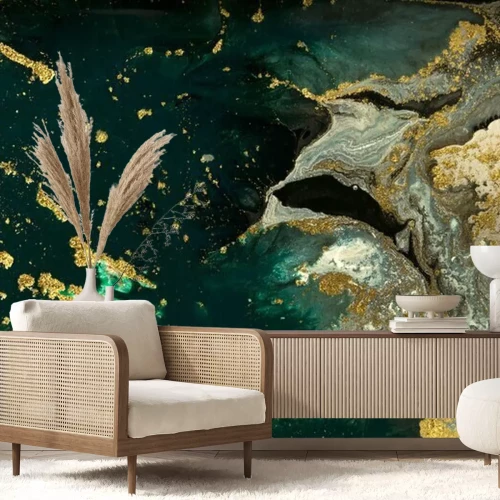 Fotobehang Groene marmeren lagune