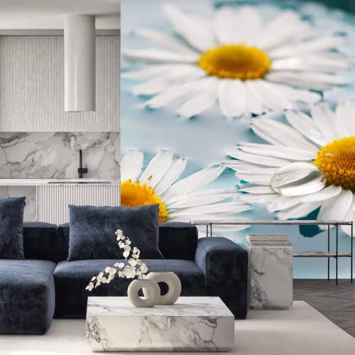 Sticker Veldbloemen drijvend op het water