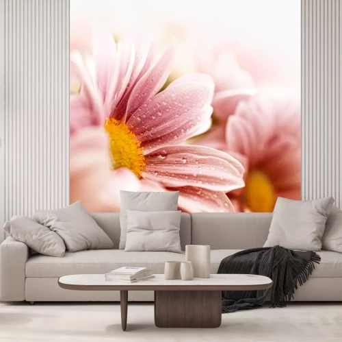 Sticker Bloemen met bloemblaadjes in dauw