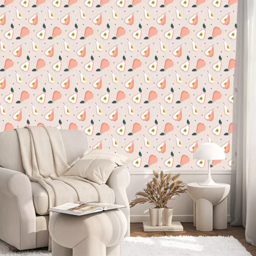 Behang Peren in roze tinten in Scandinavische stijl