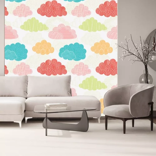 Sticker Patroon met kleurrijke abstracte wolken