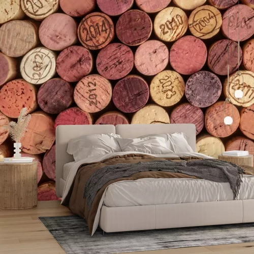 Fotobehang Kurken van wijnflessen