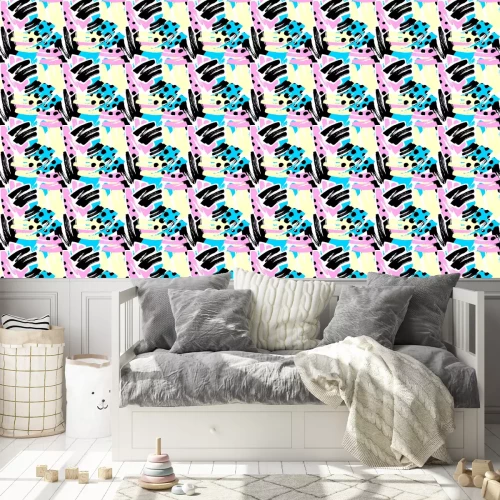 Behang Kleurrijk mozaïek in graffitistijl