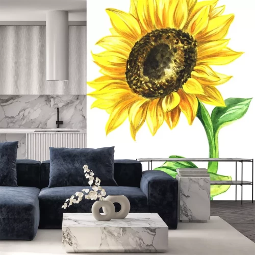 Sticker Geschilderde zonnebloem