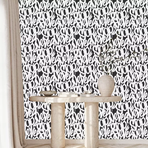 Behang Modern zwart-wit graffitipatroon