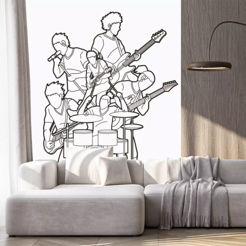 Sticker Muzikant die muziek samen speelt, de grafische vector van de Muziekband