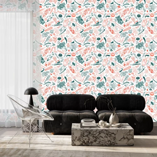 Behang Oranje en groene groenten