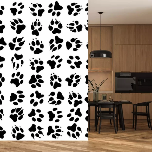 Fotobehang Zwart-witte kattenpootjes