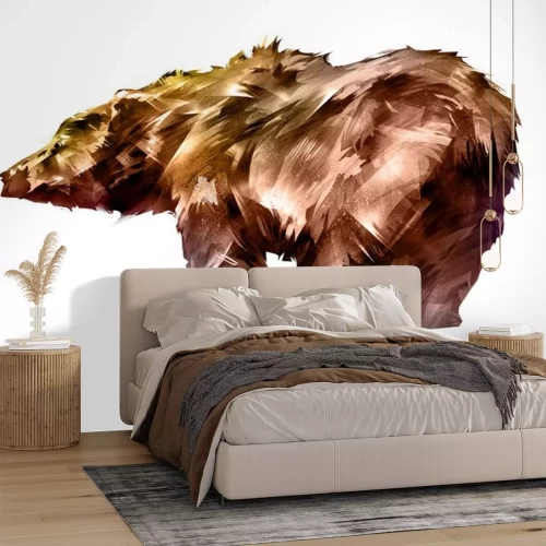 Sticker geschilderd gekleurd beerdier op een witte achtergrond