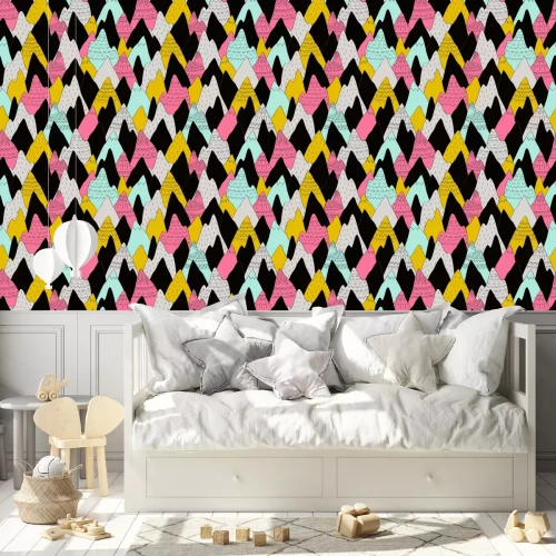 Behang Veelkleurig berglandschap