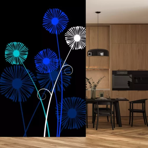 Sticker Abstracte bloemen op een zwarte achtergrond