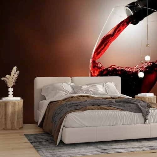 Fotobehang Ingeschonken rode wijn in een glas