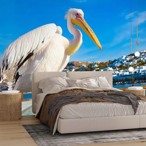 Sticker Beroemde Pelikaan Petros eiland Mykonos Griekenland Cycladen
