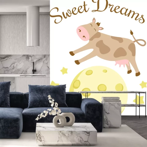 Sticker De inscriptie boven de koe die over de maan springt