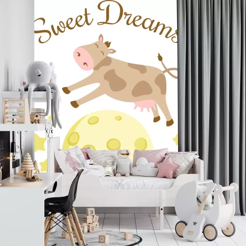 Sticker De inscriptie boven de koe die over de maan springt