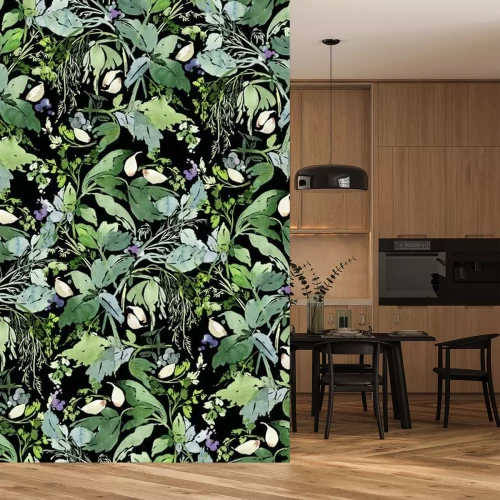 Sticker Kruiden en specerijen op de zwarte achtergrond